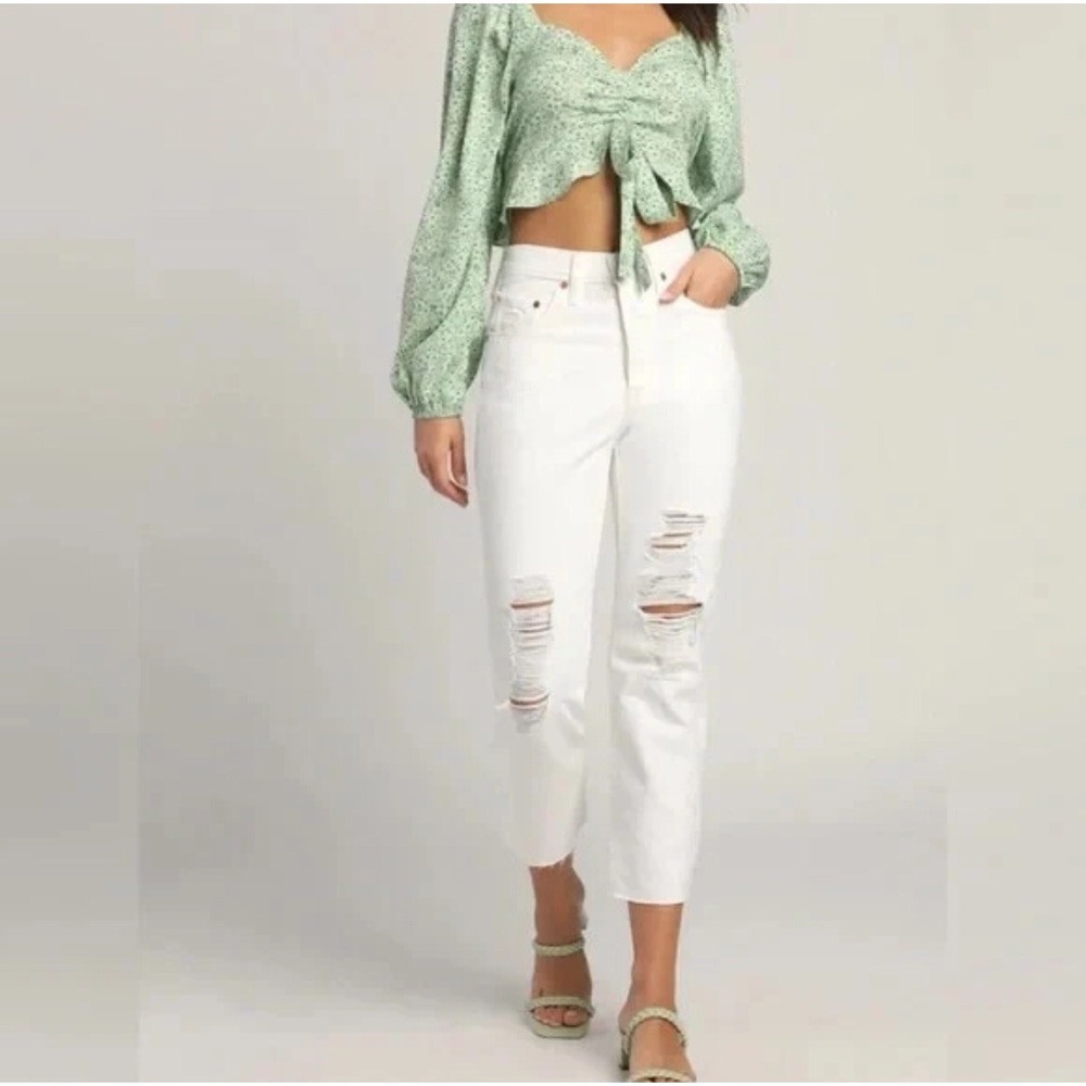 Levis 501 Straight Leg High Rise White Button Fly Jeans Womens Size 29 (W29 L23)